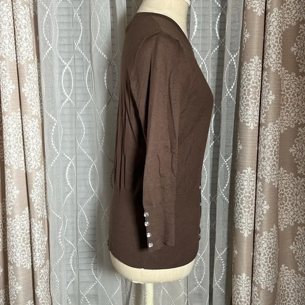 VERTICAL DESIGN sweater with jewel buttons and a cotton/silk blend size medium - Picture 5 of 6